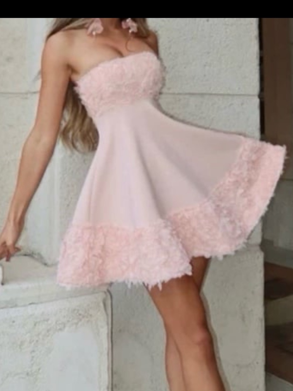 Fashion Nova Crepe Grace 3D Floral Mini Dress